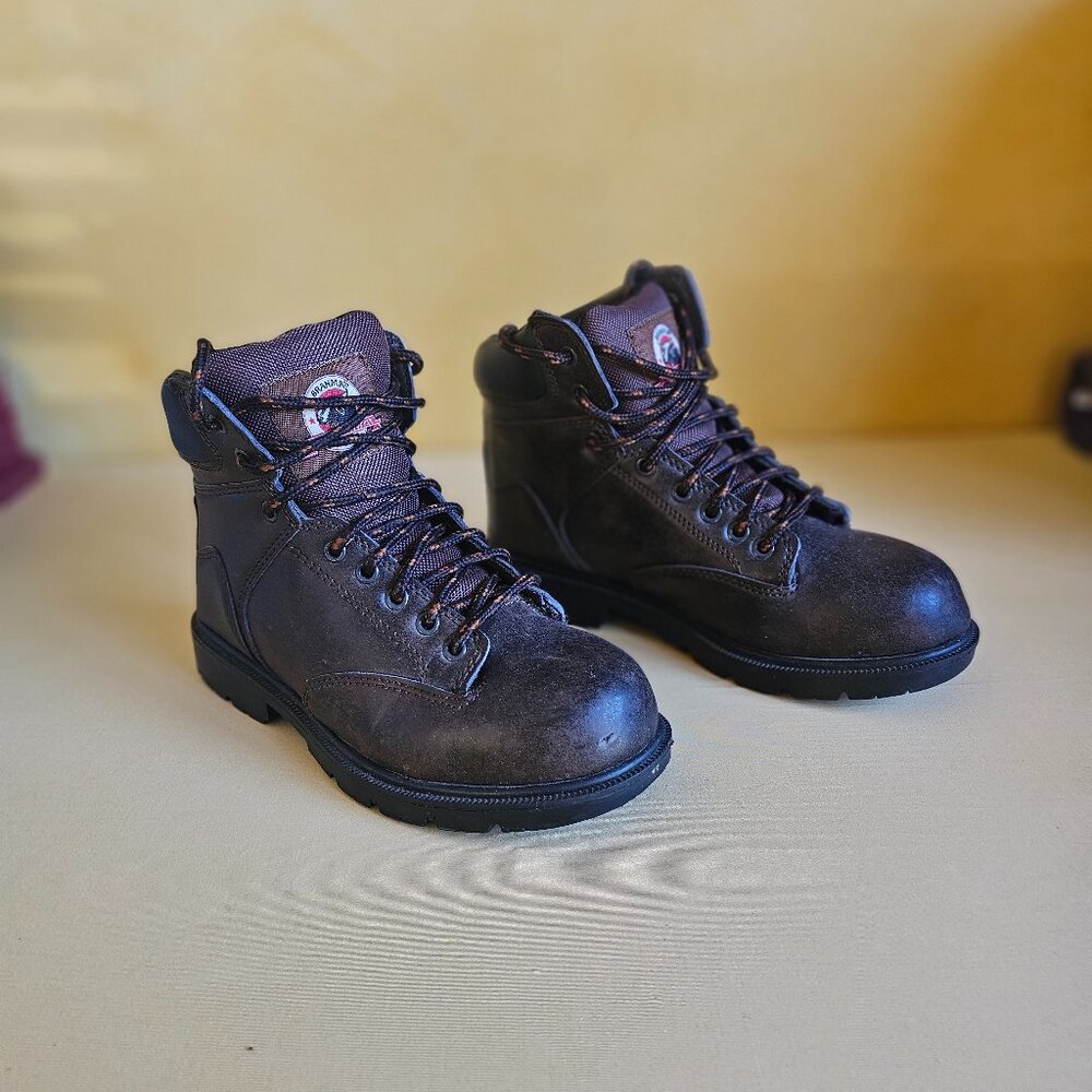 Brahma Men Steel-Toe Work Boots, Dark Brown, Size 6 (Women 8)